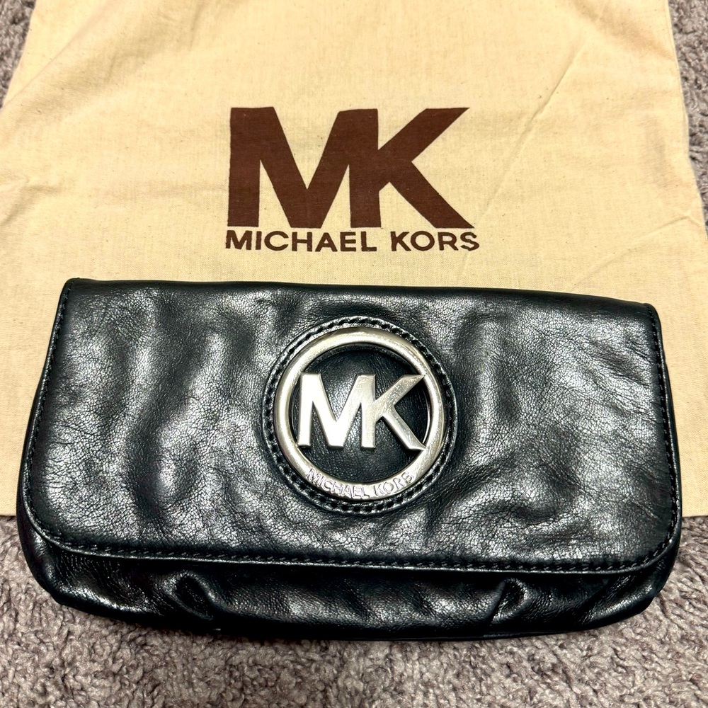 GUC Michael Kors gunmetal clutch